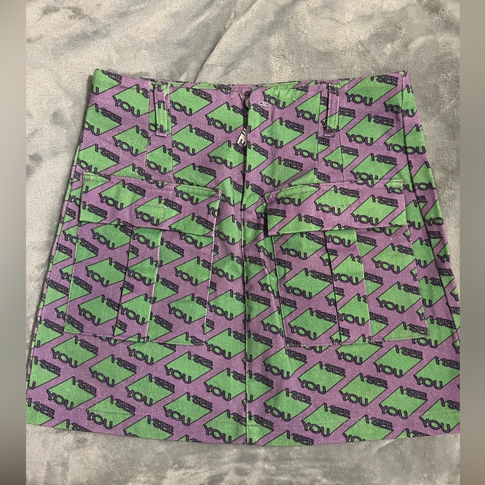 Melody Ehsani Printed Denim Skirt